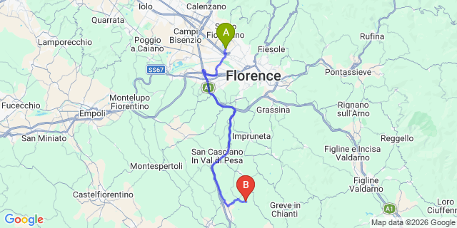Map: Florence Airport (FLR) to Fonte de Medici