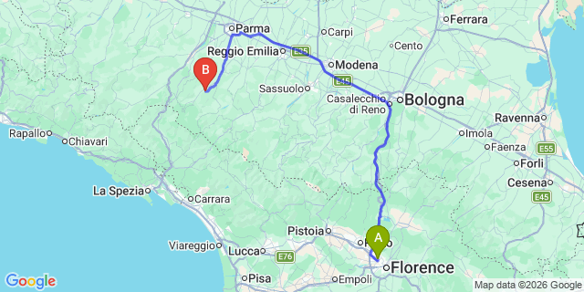 Map: Florence Airport (FLR) to Forte dei Marmi