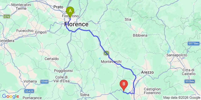 Map: Florence Airport (FLR) to Gargonza