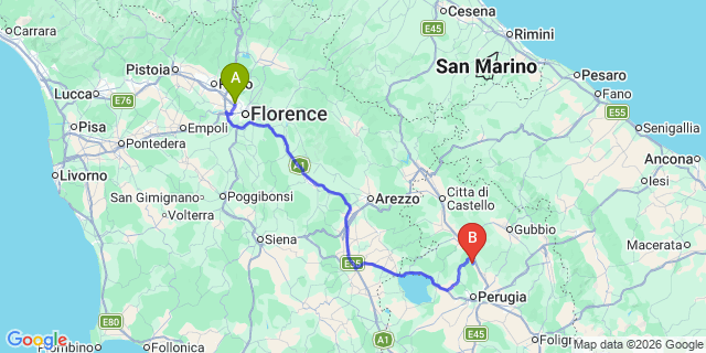 Map: Florence Airport (FLR) to La Bruna