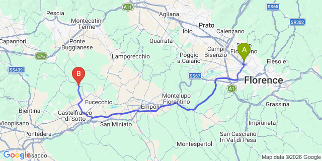 Map: Florence Airport (FLR) to Le Vedute