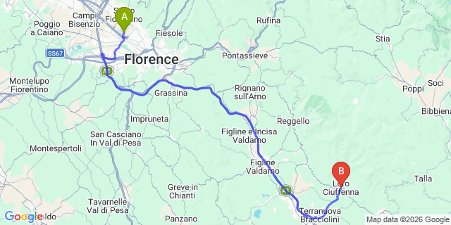 Map: Florence Airport (FLR) to Loro Ciuffenna