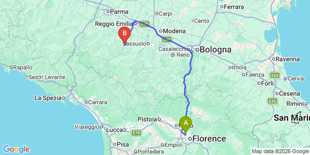 Map: Florence Airport (FLR) to Lucca