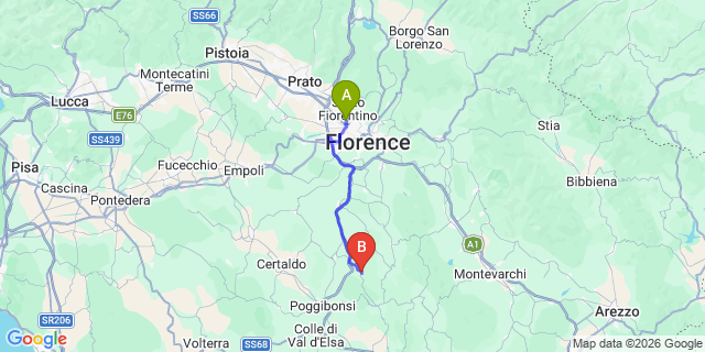 Map: Florence Airport (FLR) to Madonna di Pietracupa