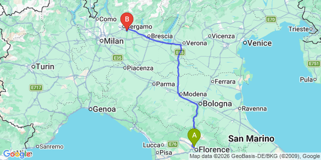 Map: Florence Airport (FLR) to Manarola 