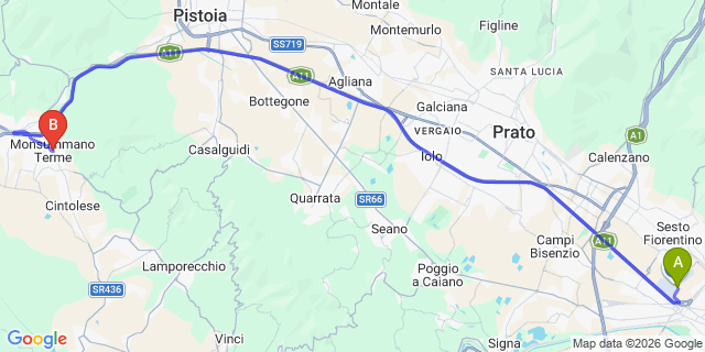 Map: Florence Airport (FLR) to Monsummano Terme