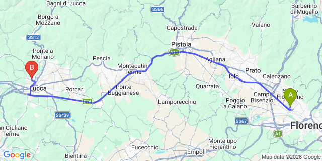 Map: Florence Airport (FLR) to Monte San Quiricio