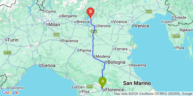 Map: Florence Airport (FLR) to Montecatini Terme