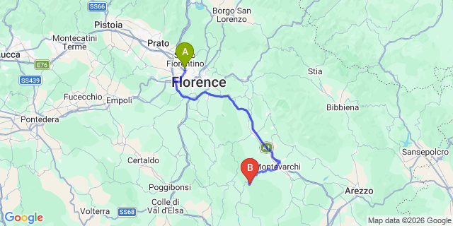 Map: Florence Airport (FLR) to Montegrossi