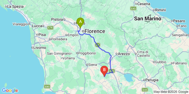 Map: Florence Airport (FLR) to Montisi