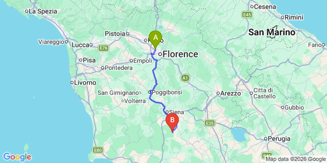 Map: Florence Airport (FLR) to Murlo