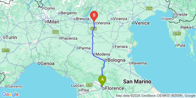 Map: Florence Airport (FLR) to Pistoia