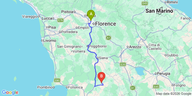Map: Florence Airport (FLR) to Poggio alle Mura
