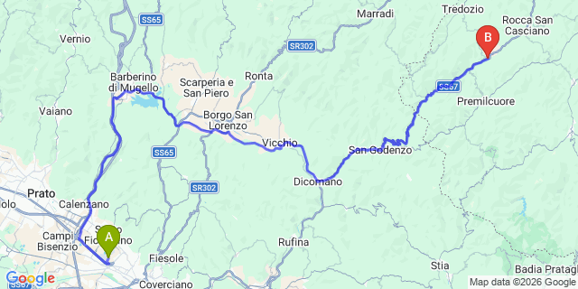Map: Florence Airport (FLR) to Portico di Romagna