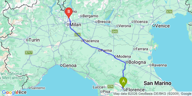 Map: Florence Airport (FLR) to Portofino