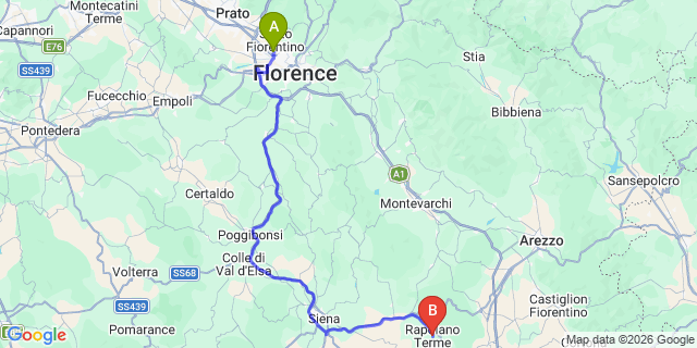 Map: Florence Airport (FLR) to Rapolano Terme