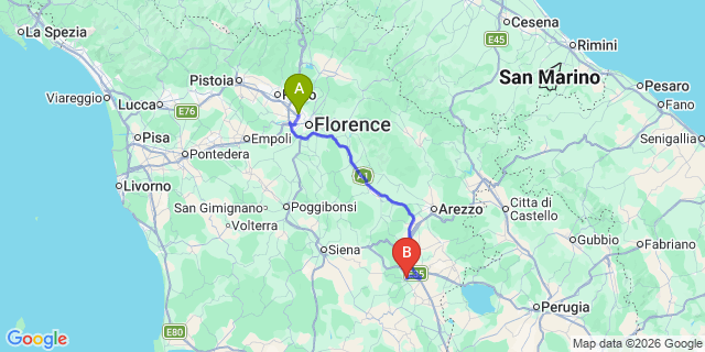 Map: Florence Airport (FLR) to Sinalunga