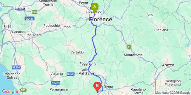 Map: Florence Airport (FLR) to Sovicille