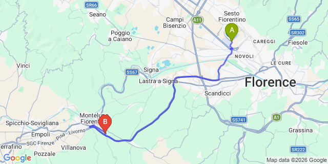 Map: Florence Airport (FLR) to Turbone