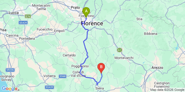 Map: Florence Airport (FLR) to Vagliagli