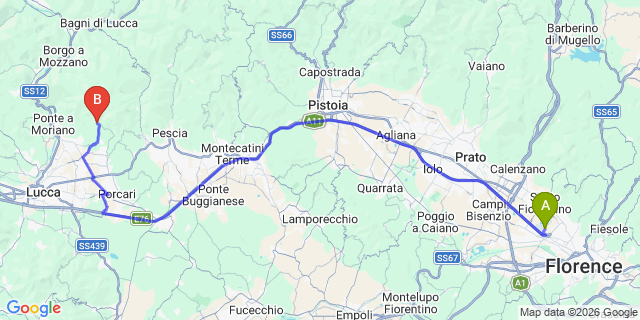 Map: Florence Airport (FLR) to Valgiano