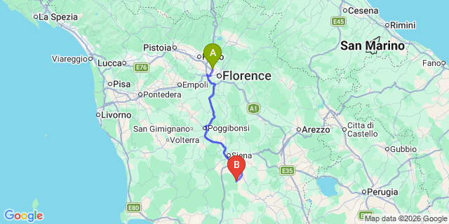 Map: Florence Airport (FLR) to Vescovado di Murlo