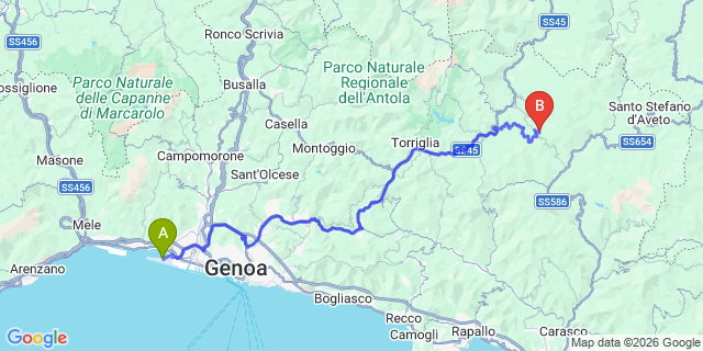 Map: Genoa Airport (GOA) to Chiavari
