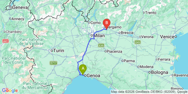 Map: Genoa Airport (GOA) to Riomaggiore