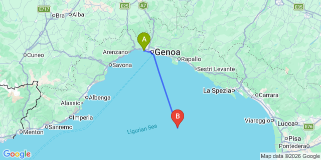 Map: Genoa Airport (GOA) to Santa Margherita Ligure
