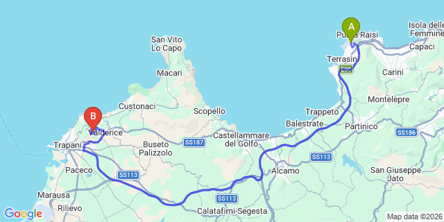 Map: Palermo Airport (PMO) to Erice