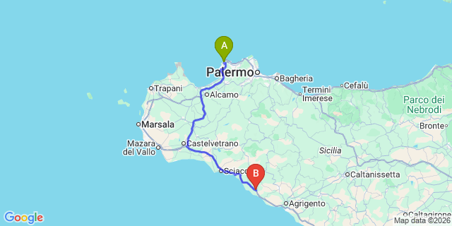 Map: Palermo Airport (PMO) to Montallegro