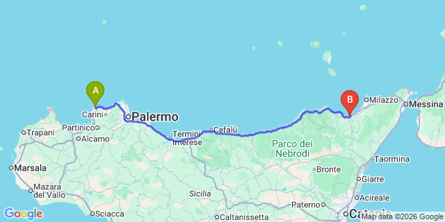 Map: Palermo Airport (PMO) to Portorosa