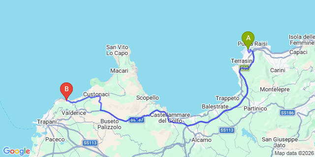 Map: Palermo Airport (PMO) to Tonnara di Bonagia