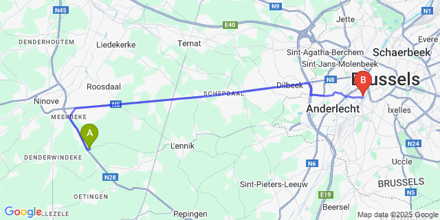 Map: Brussels Midi Train Station to Neigem