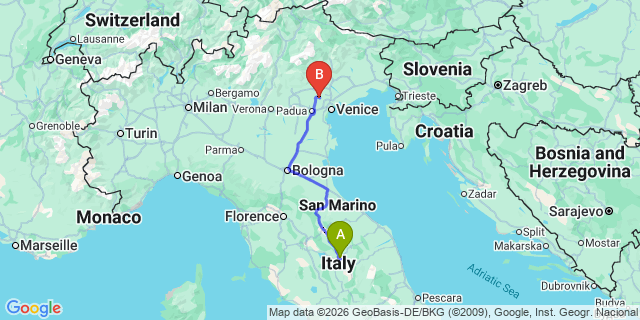 Map: Perugia Airport (PEG) to Castiglione del Lago