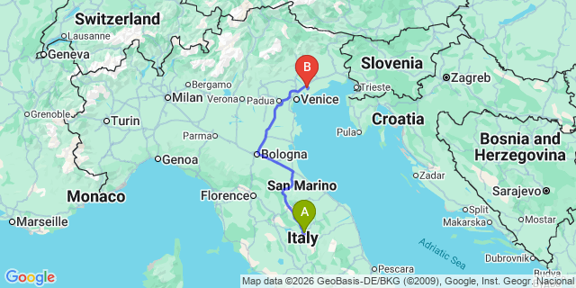 Map: Perugia Airport (PEG) to Gubbio