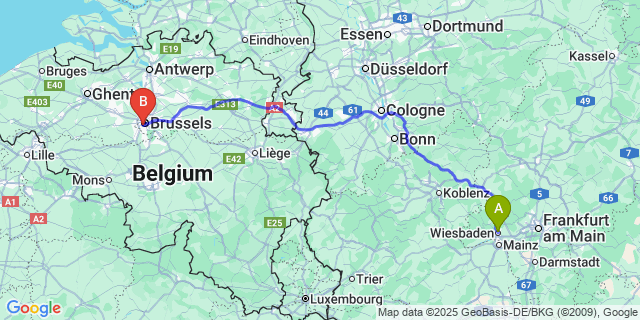 Map: Brussels Midi Train Station to Nouvelles