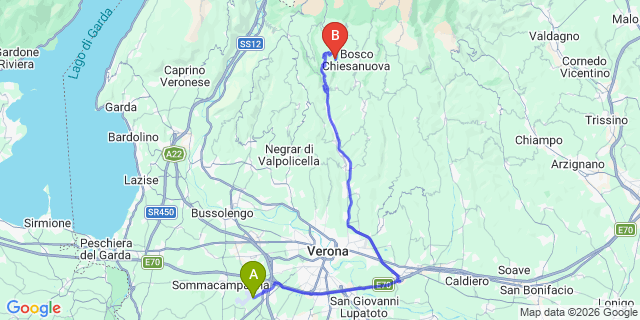 Map: Verona Villafranca Airport (VRN) to Andalo
