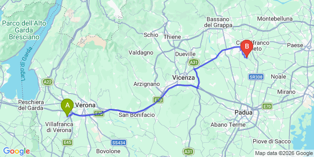Map: Verona Villafranca Airport (VRN) to Badia