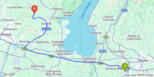 Map: Verona Villafranca Airport (VRN) to Bormio