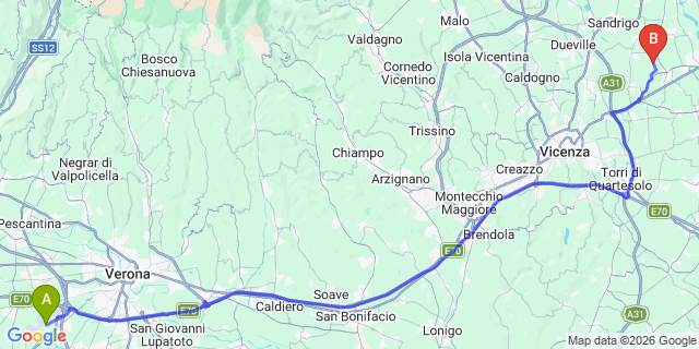 Map: Verona Villafranca Airport (VRN) to Bressanone