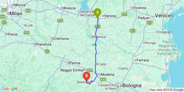 Map: Verona Villafranca Airport (VRN) to Camping Bella Italia