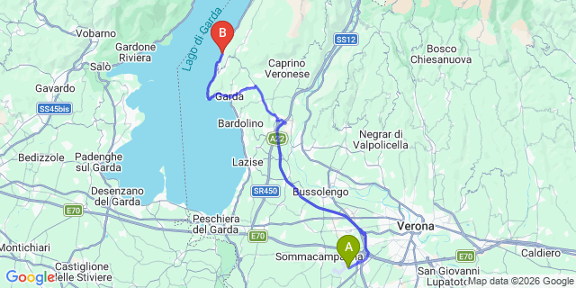 Map: Verona Villafranca Airport (VRN) to Camping Butterfly Village