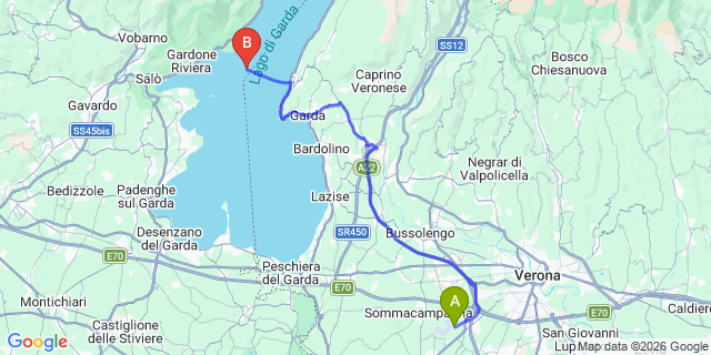 Map: Verona Villafranca Airport (VRN) to Garda
