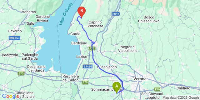 Map: Verona Villafranca Airport (VRN) to Lazise