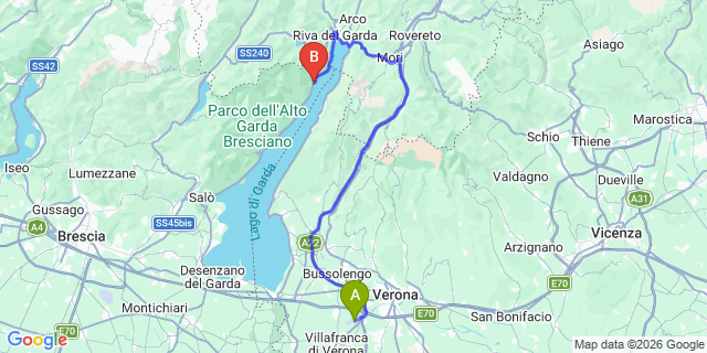 Map: Verona Villafranca Airport (VRN) to Limone