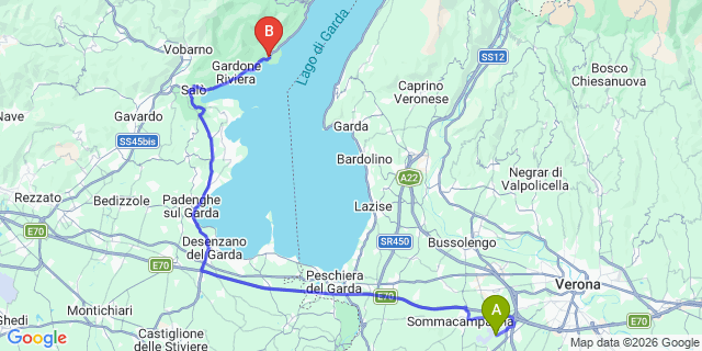 Map: Verona Villafranca Airport (VRN) to Maderno