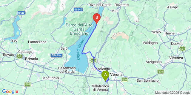 Map: Verona Villafranca Airport (VRN) to Malcesine