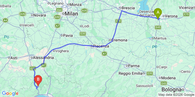 Map: Verona Villafranca Airport (VRN) to Malpensa