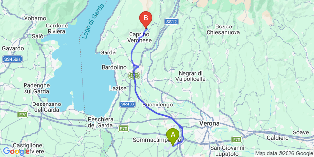 Map: Verona Villafranca Airport (VRN) to Marilleva